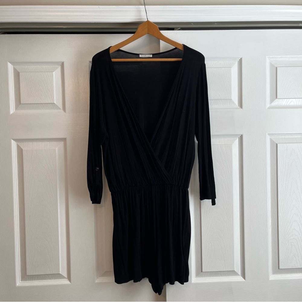 Black Quarter Sleeve Romper